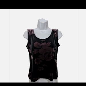 NY & Co Floral Velvet Sleeveless Top S (Tag States L, But Fits A Small) Drs17